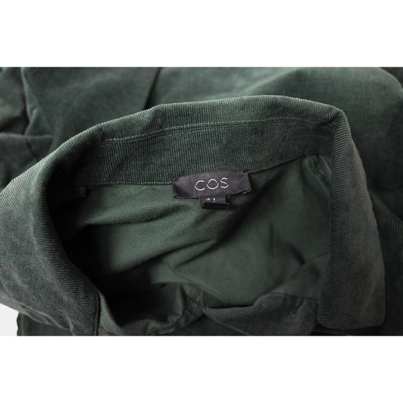 COS Green Corduroy Collared Popover Long Sleeve Shirt Dress US 8 UK 12 - Picture 7 of 9